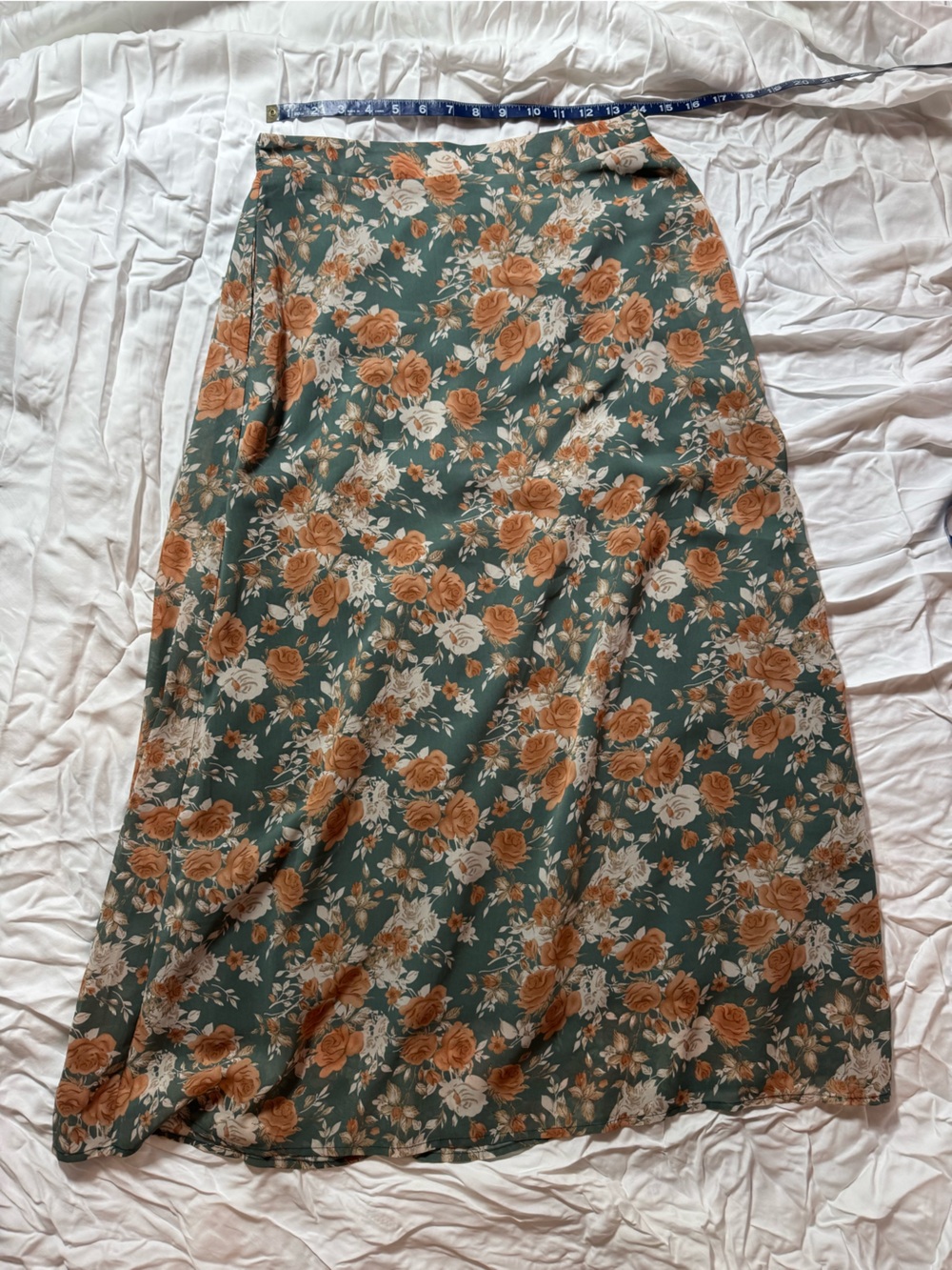 Floral Maxi Skirt in Green and Rust